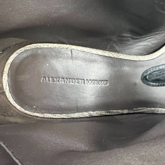 Alexander Wang Sandals Women 7 37 Shoe Grey Noemi Booties Heels Boots Peep Toe 1 - Picture 11 of 13